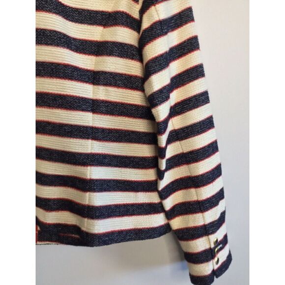 CAbi Women Cruise Jacket small Nautical Stripe Blazer  Cream/Navy Size 6 - Picture 11 of 12
